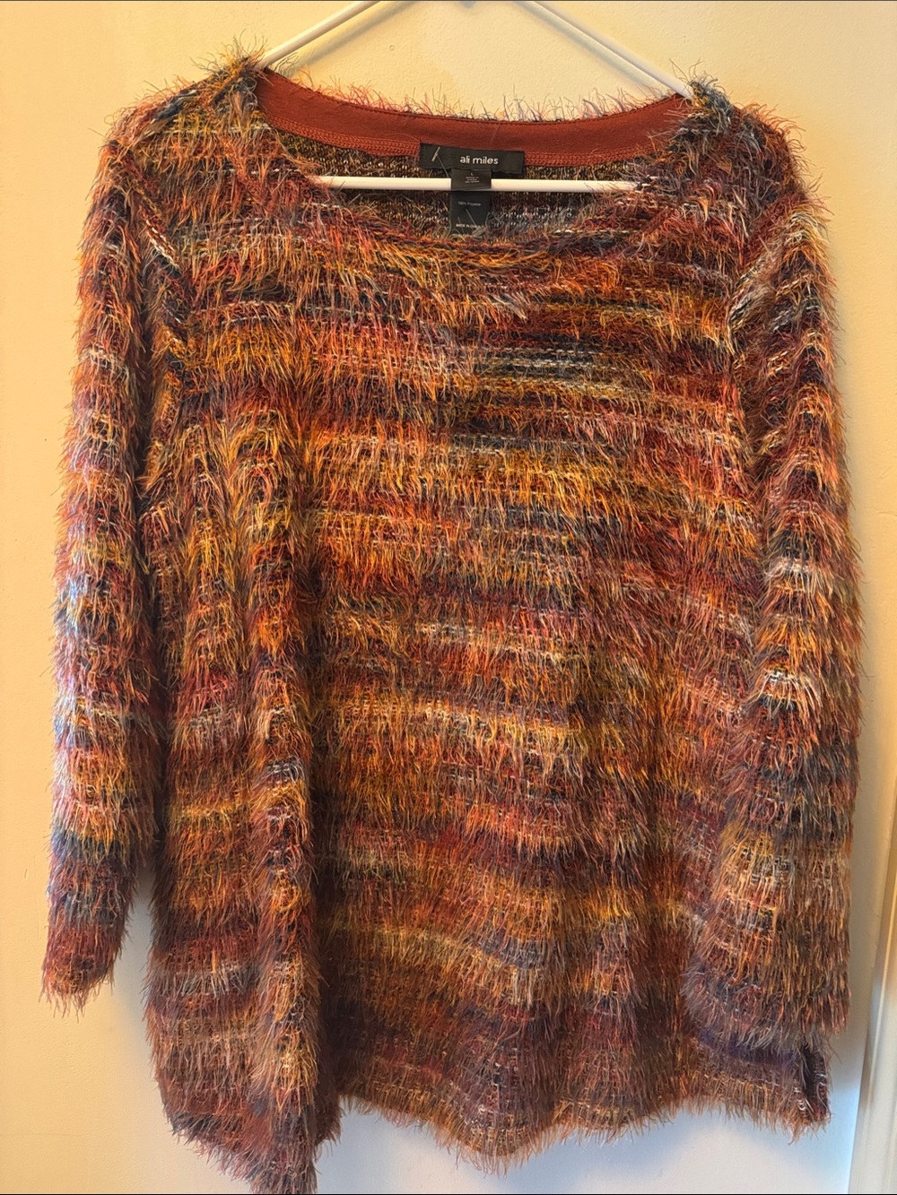 Ali Miles Multicolor Fuzzy-soft Tunic - Rust, golds, multi-color.